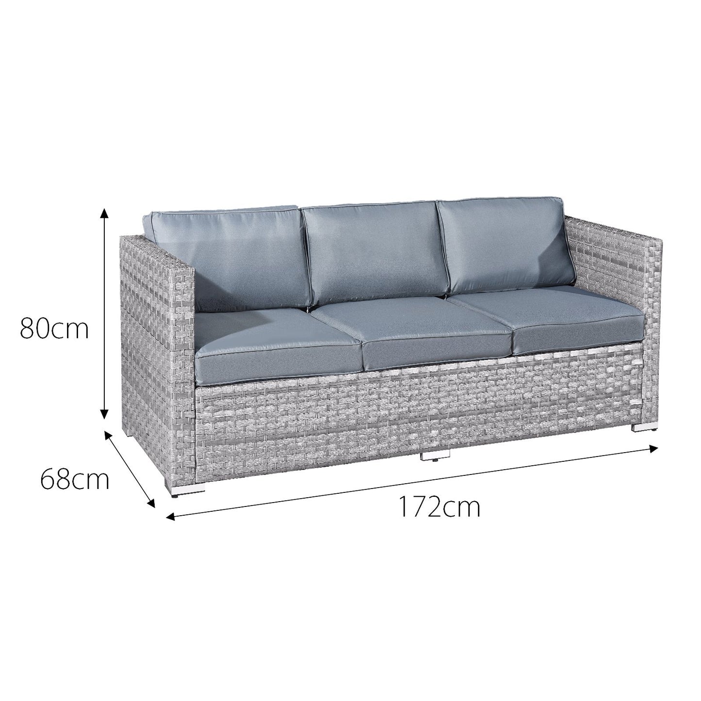 Malta XS Rattan Furniture 9 Seat U-Shape Set in Dove Grey-JE Retailonline