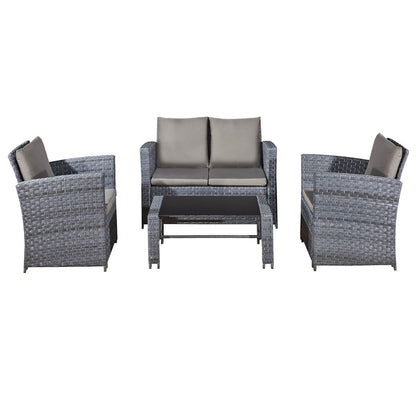 Acorn Rattan 4 Seat Lounge Set in Ocean Grey-JE Retailonline