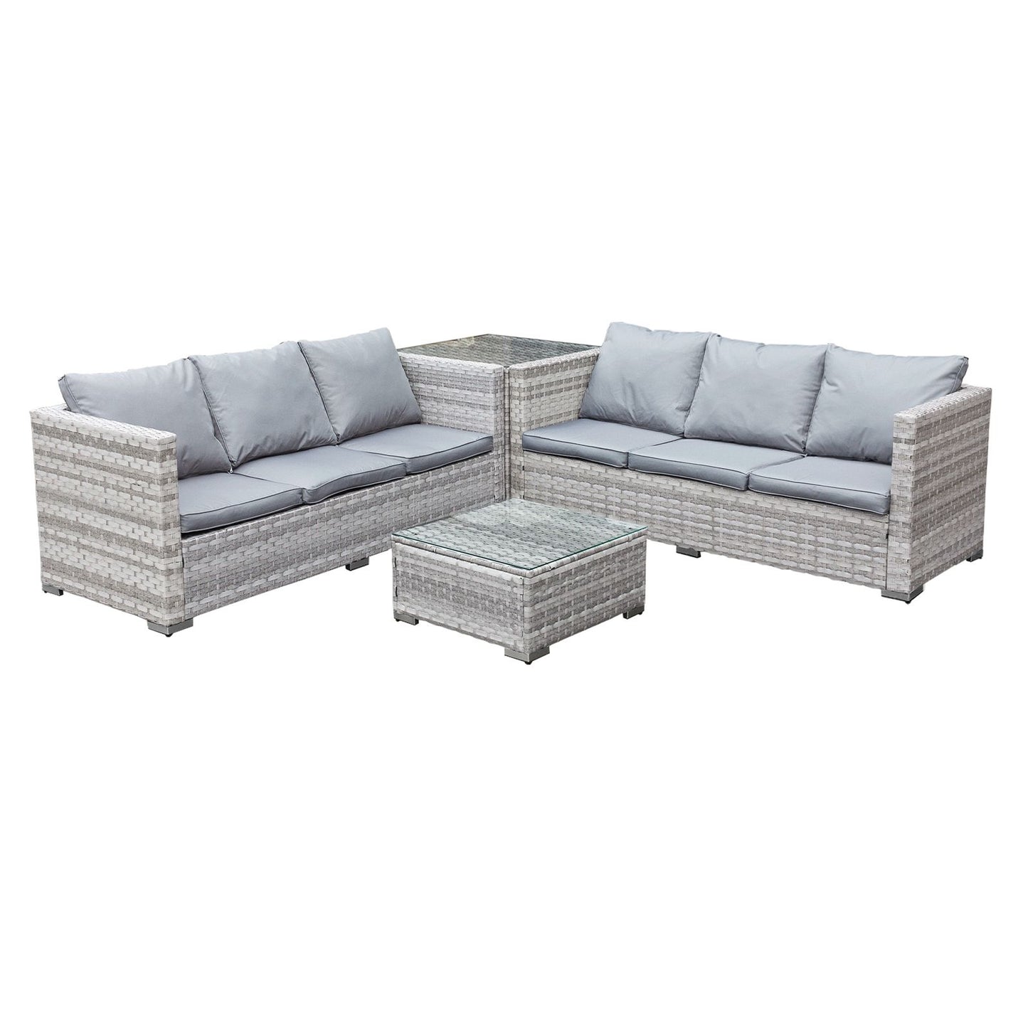 Malta Rattan furniture 6 Seat Corner Set in Dove Grey-JE Retailonline