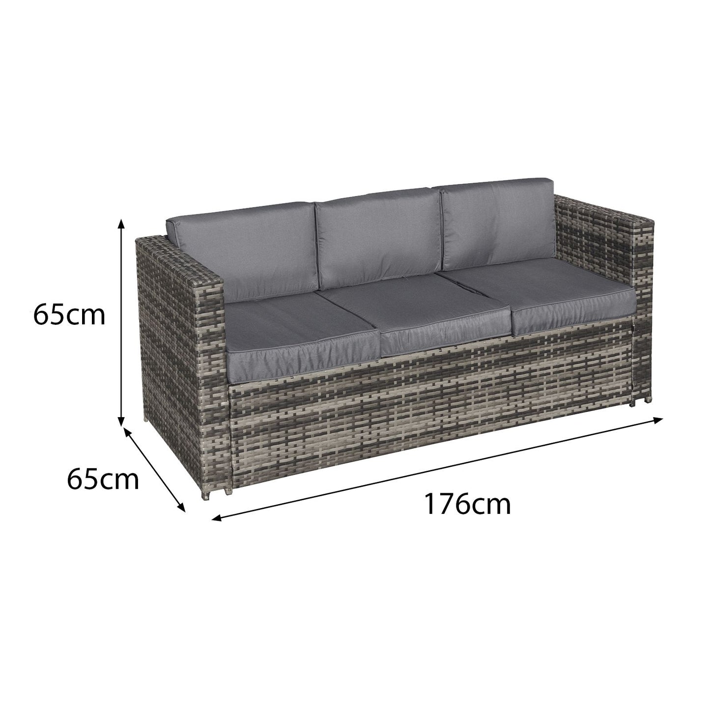 Malta Rattan 9 Seat Rising Firepit U-Shape Set in Grey Walnut with Footstool Weatherproof Rattan-JE Retailonline