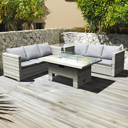 Malta Rattan furniture 6 Seat Corner Set in Dove Grey-JE Retailonline