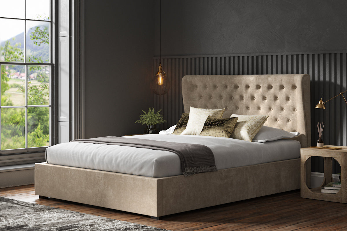 Emporia Hampstead Stone Chenille Ottoman Bed-JE Retailonline