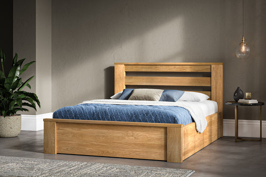 Emporia Charnwood Oak Double Double Ottoman Bed-JE Retailonline