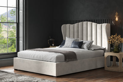 Emporia King Size Sherwood Fabric Velvet Ottoman Bed-JE Retailonline