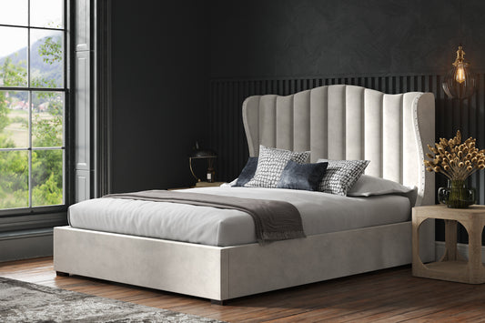 Emporia King Size Sherwood Fabric Velvet Ottoman Bed-JE Retailonline