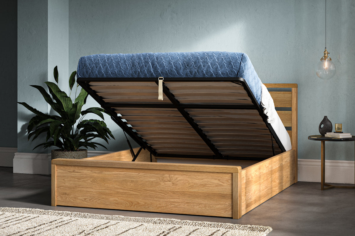 Emporia Modena Oak Ottoman Bed-JE Retailonline