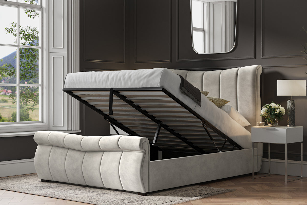 Emporia Bosworth Velvet Ottoman Bed-JE Retailonline