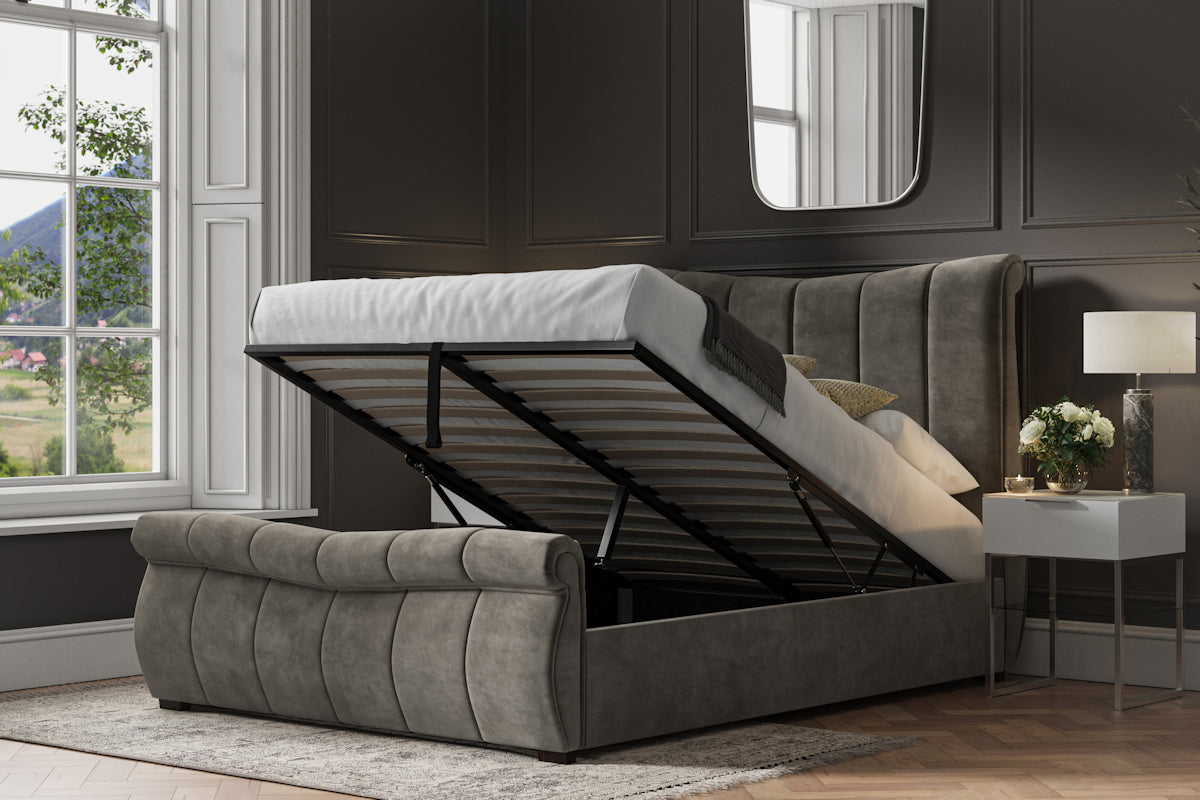 Emporia Bosworth Velvet Ottoman Bed-JE Retailonline