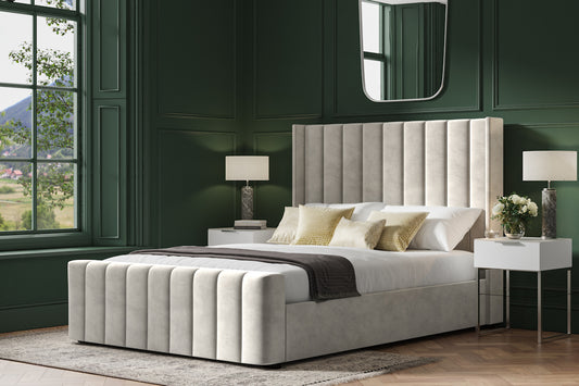 Emporia Kilworth Lt Grey Velvet Ottoman Bed-JE Retailonline