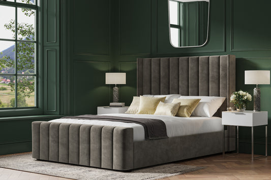 Emporia Kilworth Mid Grey Velvet Ottoman Bed-JE Retailonline