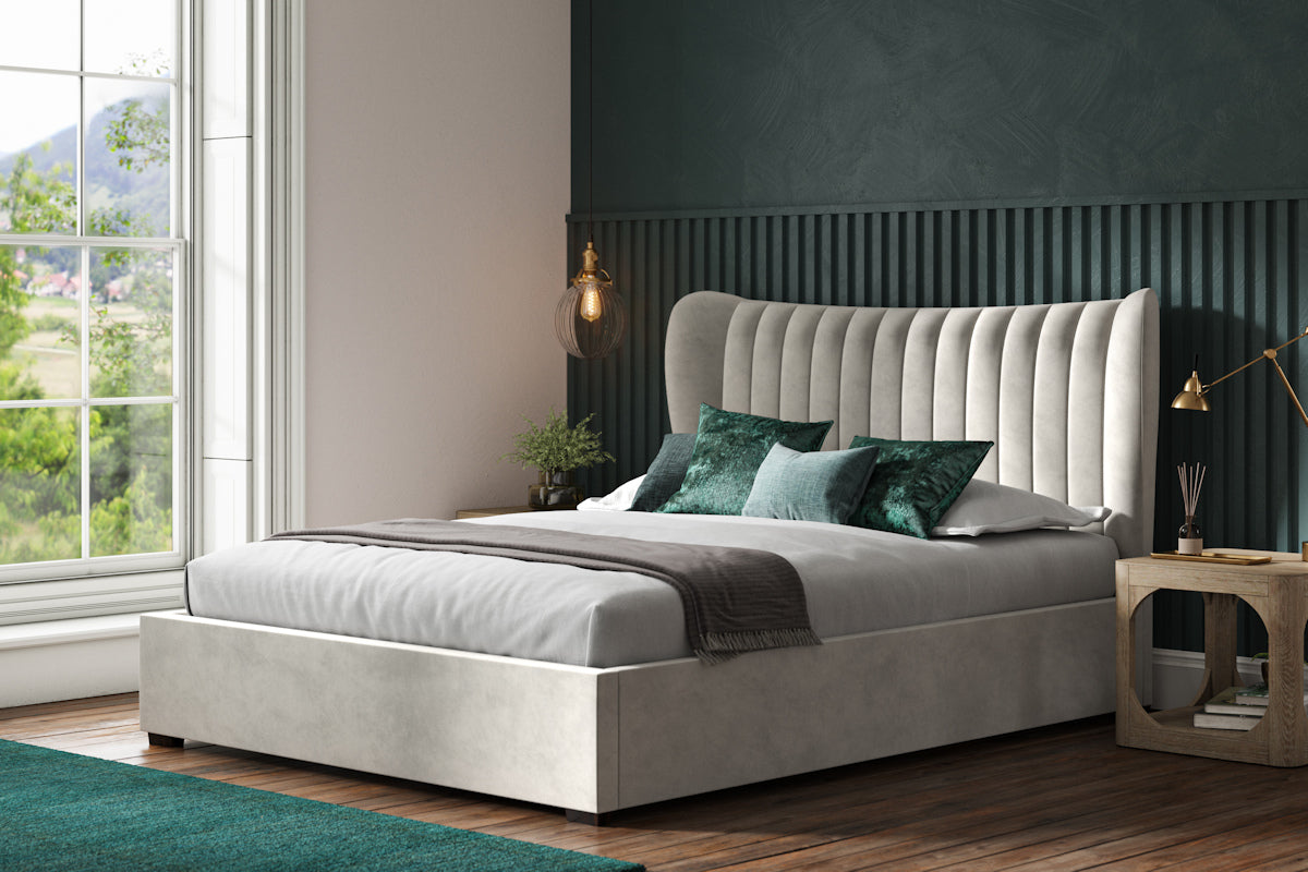 Emporia Harcourt Lt Grey Velvet Ottoman Bed-JE Retailonline