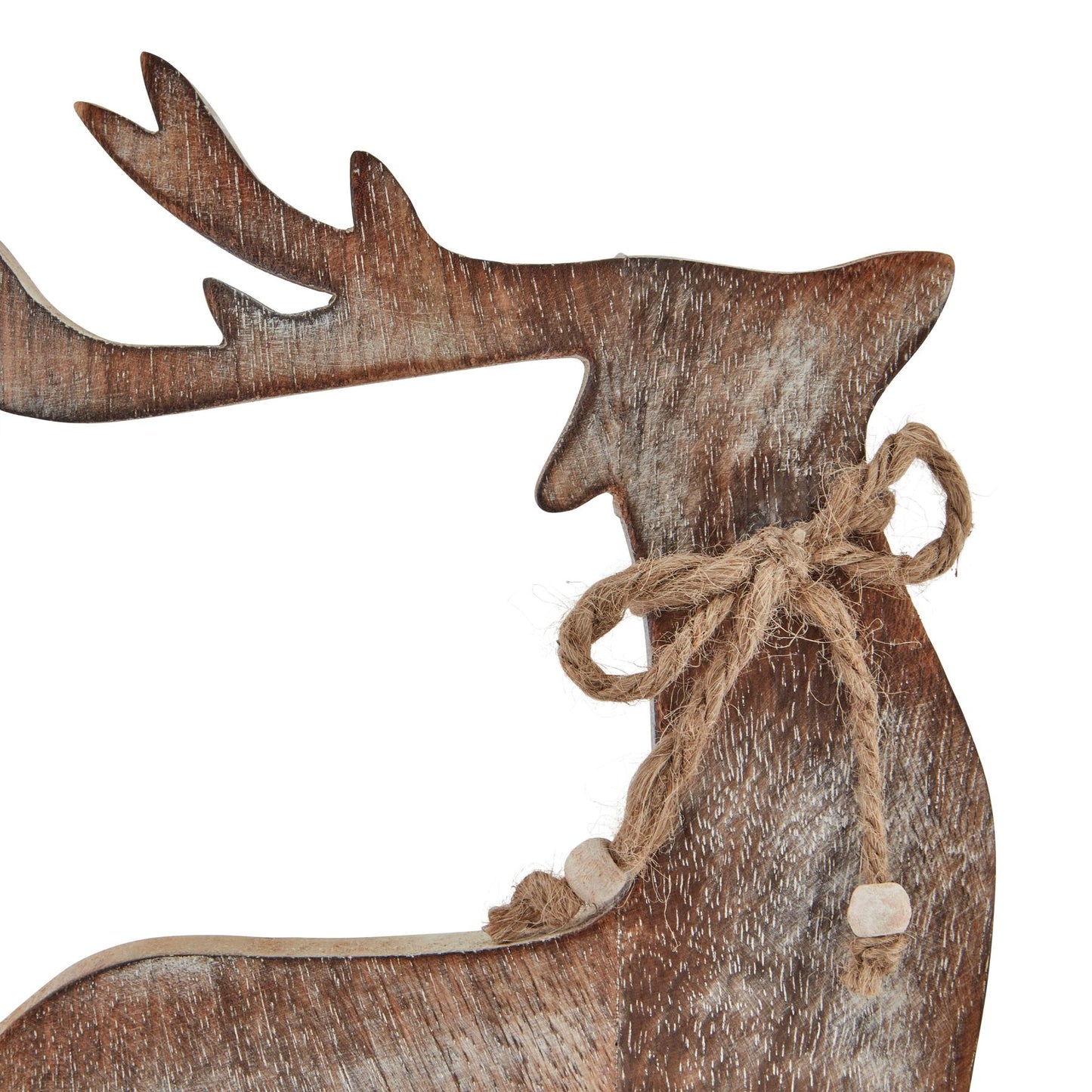 White Wash Collection Wooden Reindeer Decoration