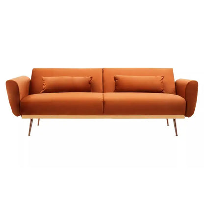 Hatton Burnt Orange Velvet Sofa Bed-JE Retailonline