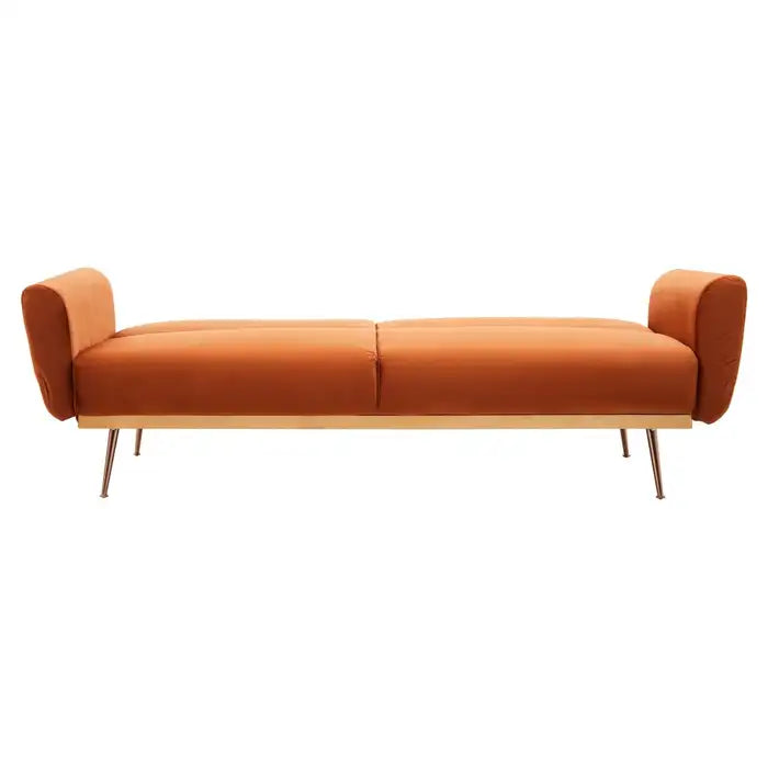 Hatton Burnt Orange Velvet Sofa Bed-JE Retailonline