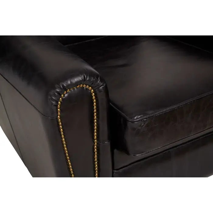 Dark Slate Gray Victor Black Leather Classic Armchair