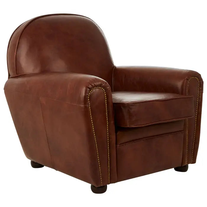 Saddle Brown Victor Coffee Leather Classic Armchair