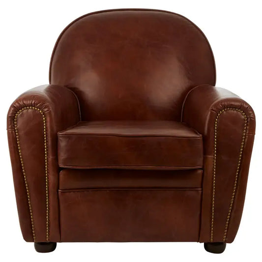 Dark Red Victor Coffee Leather Classic Armchair