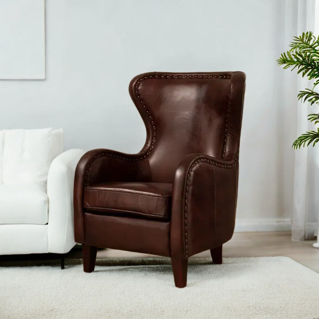 Victor Dark Coffee Leather Armchair