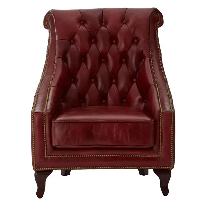 Dark Red Red Leather Victor Armchair