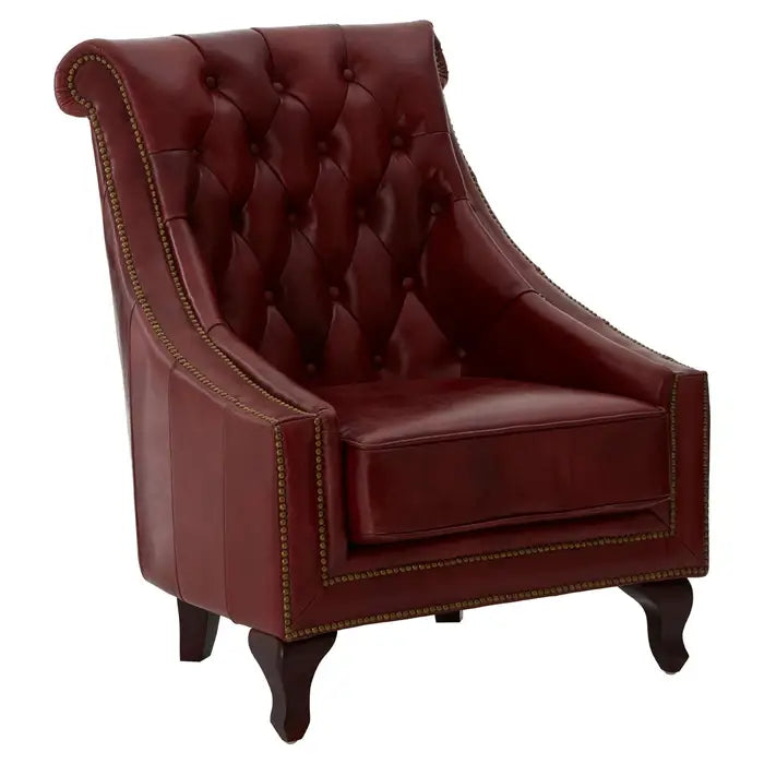 Black Red Leather Victor Armchair