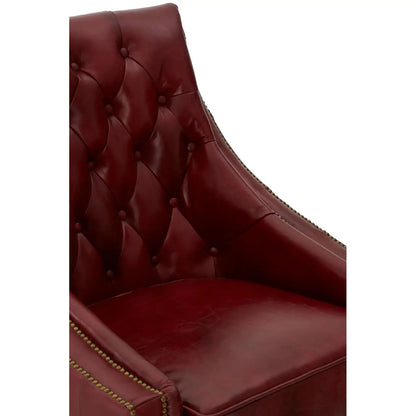 Dark Red Red Leather Victor Armchair