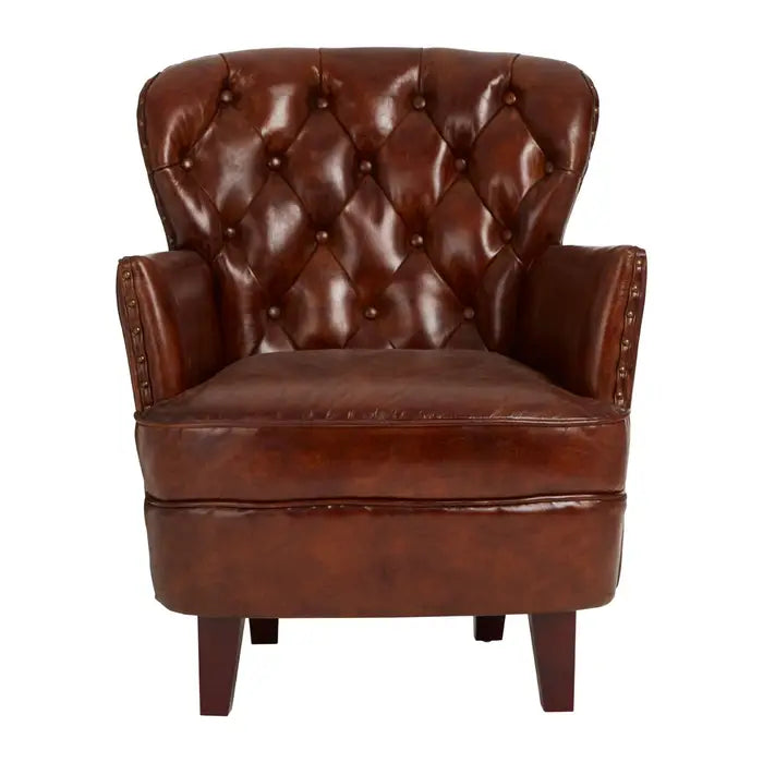 Brown Victor Mocha Button Back Armchair