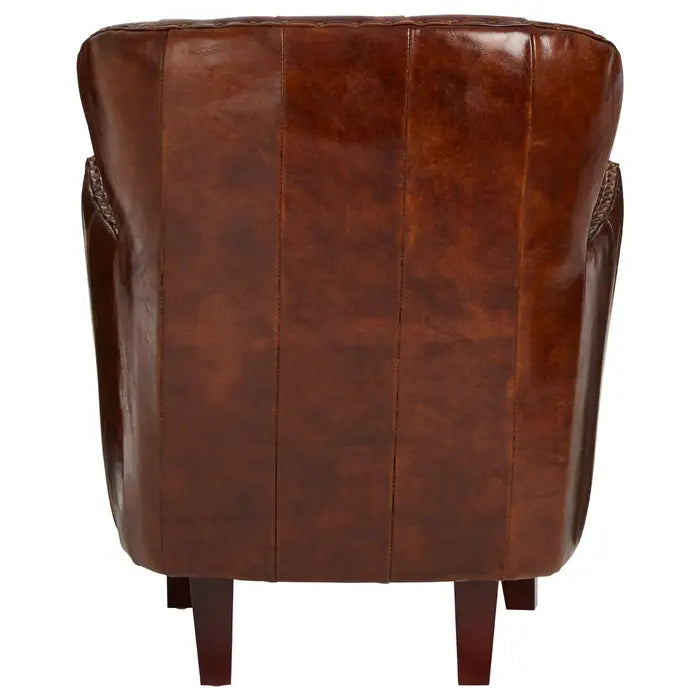 Saddle Brown Brown Victor Mocha Button Back Armchair