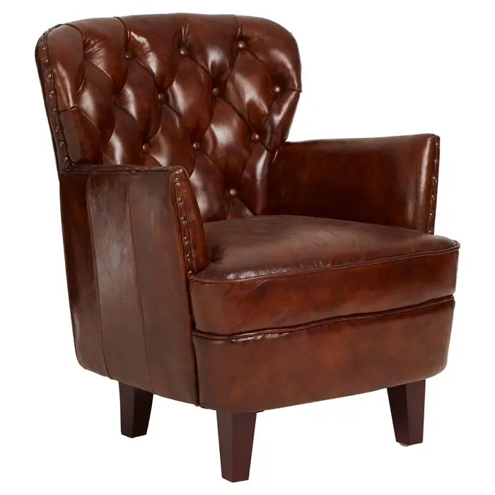 Brown Victor Mocha Button Back Armchair