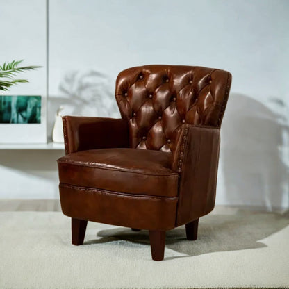 Brown Victor Mocha Button Back Armchair