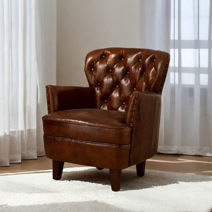 Brown Victor Mocha Button Back Armchair