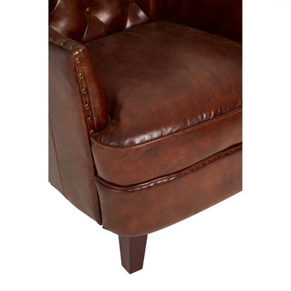 Saddle Brown Brown Victor Mocha Button Back Armchair