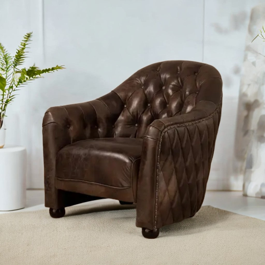 Victor Grey Leather Classic Armchair