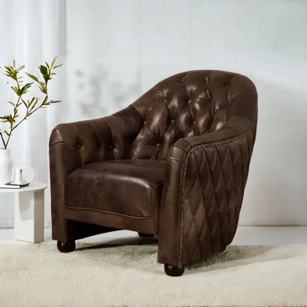 Victor Grey Leather Classic Armchair