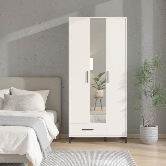 Saltbay White 3 Door Tall Shallow Depth Hallway Mirrored Wardrobe