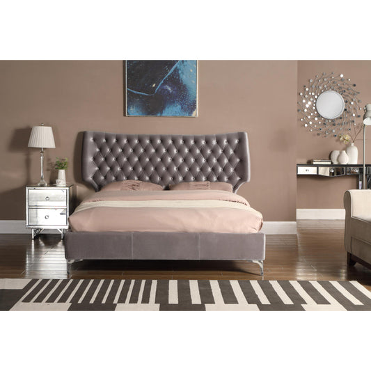 Ashbourne Velvet Double Bed Grey-JE Retailonline