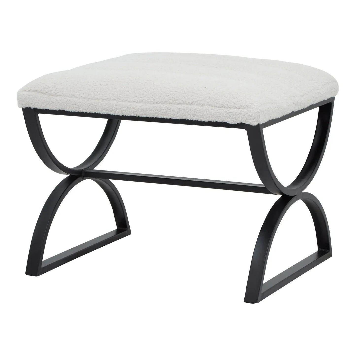 Light Gray Boucle Ribbed Footstool