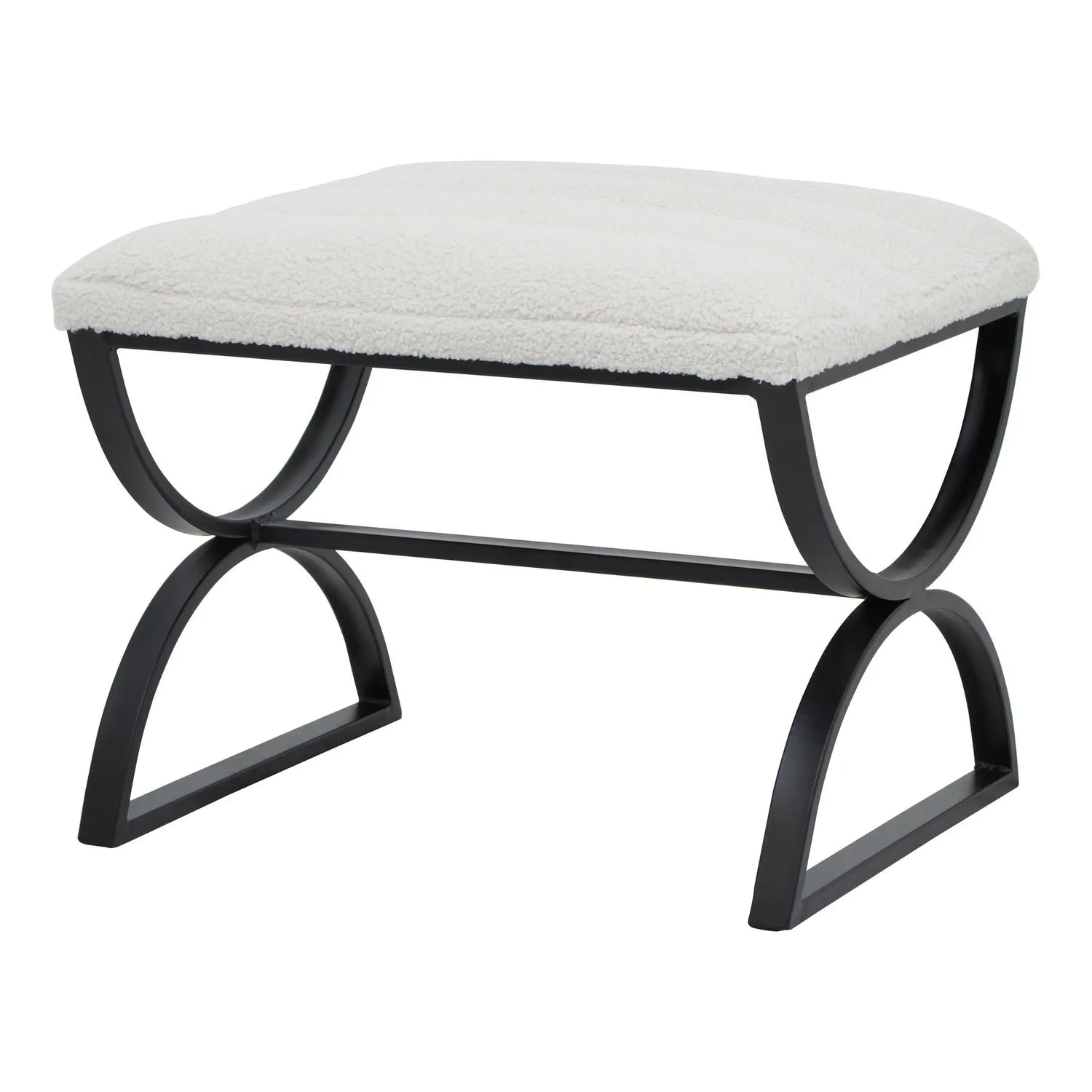 Light Gray Boucle Ribbed Footstool