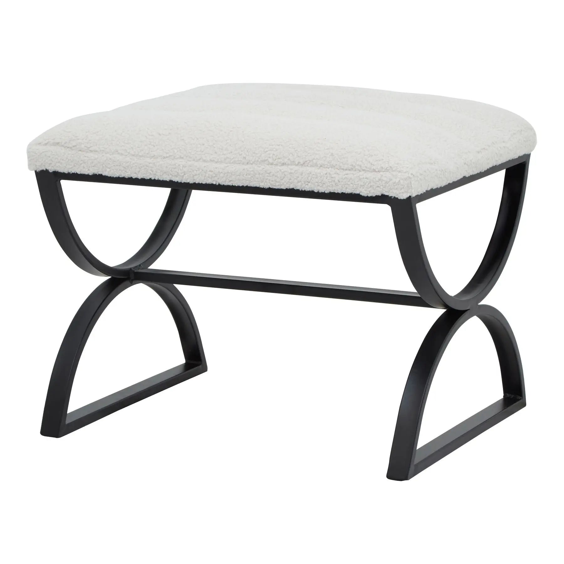 Light Gray Boucle Ribbed Footstool