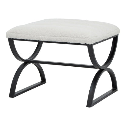 Light Gray Boucle Ribbed Footstool
