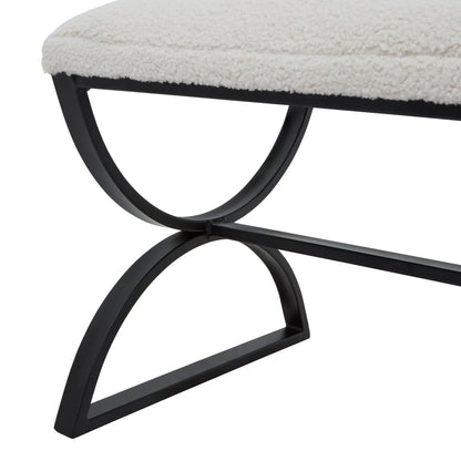 Gray Boucle Ribbed Footstool
