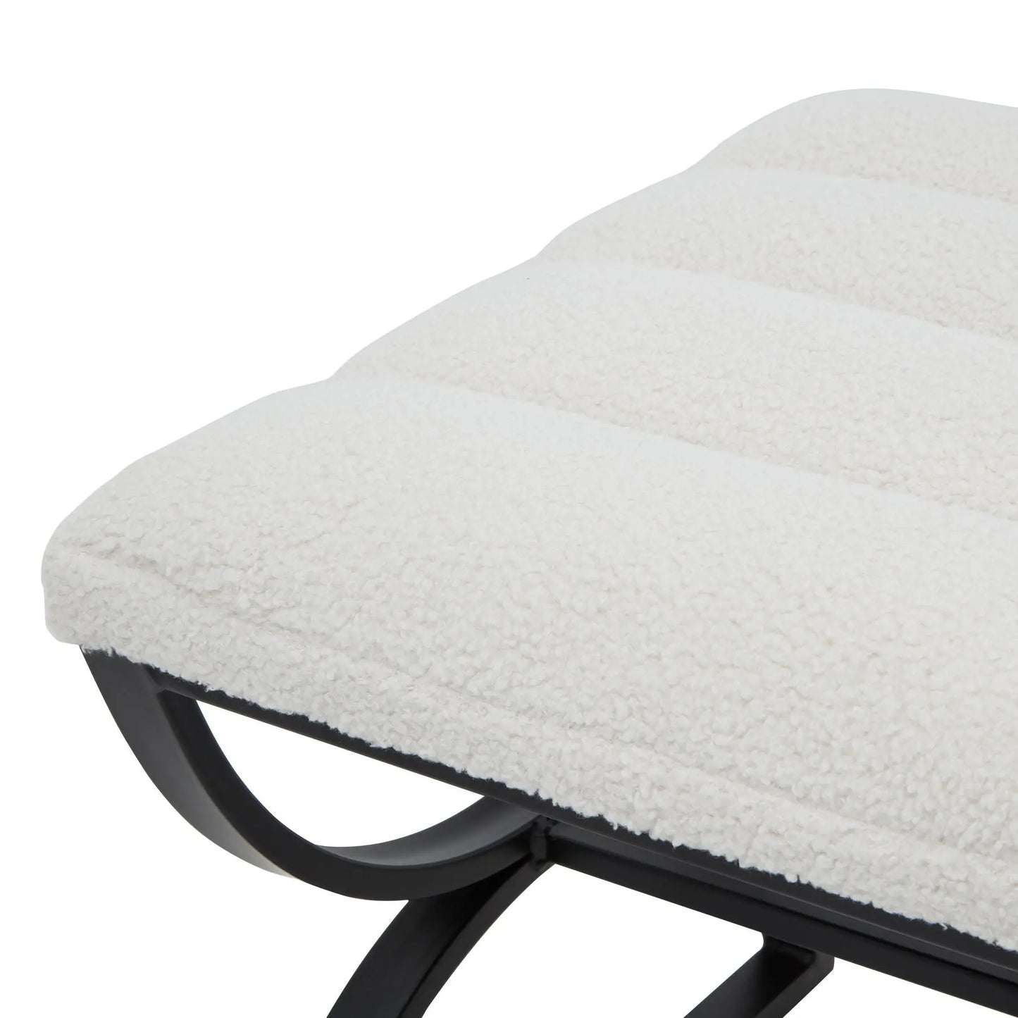 Light Gray Boucle Ribbed Footstool