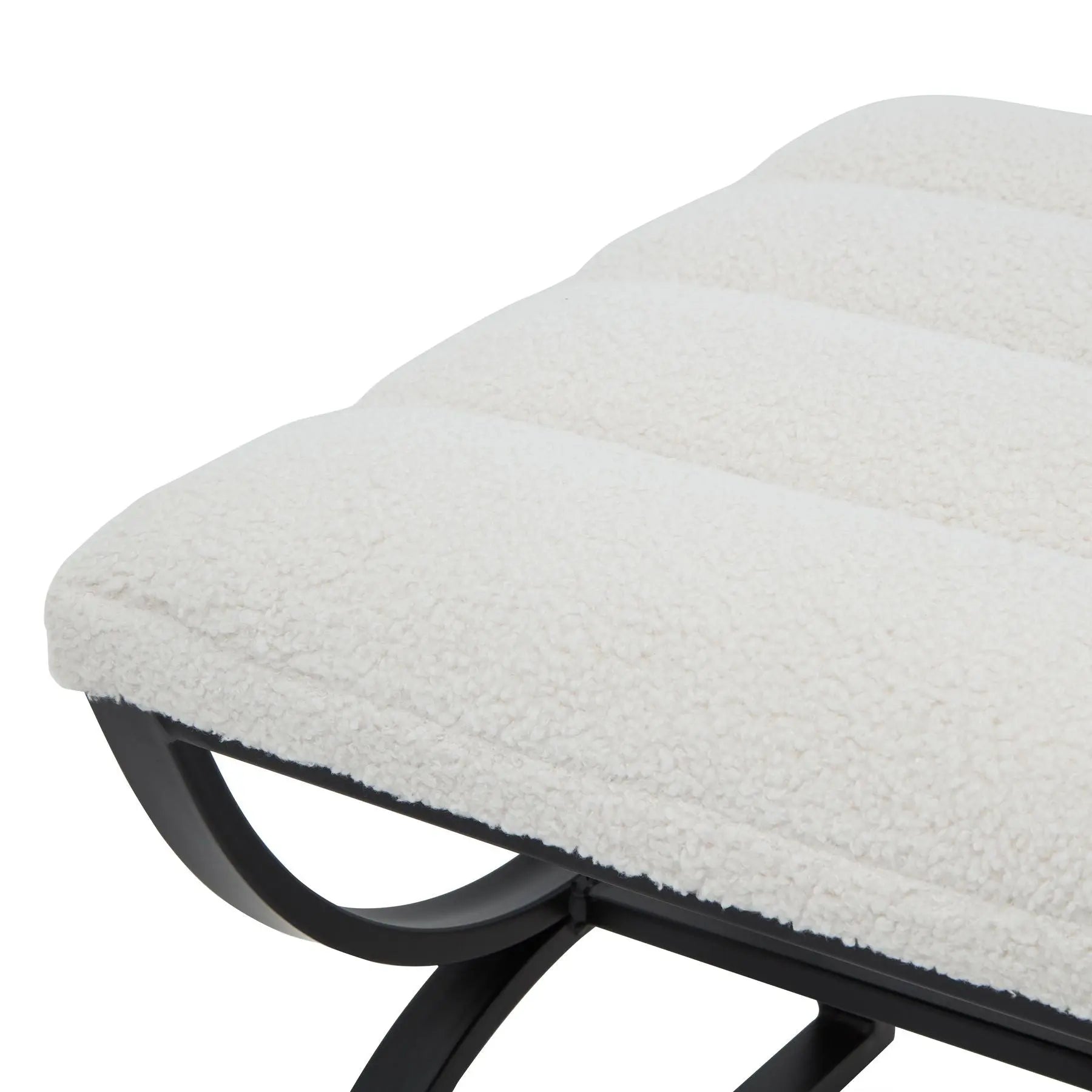 Light Gray Boucle Ribbed Footstool