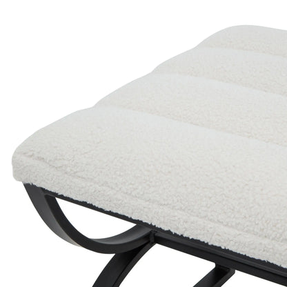 Light Gray Boucle Ribbed Footstool