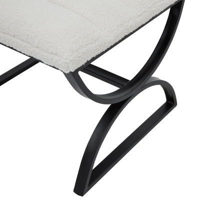 Light Gray Boucle Ribbed Footstool