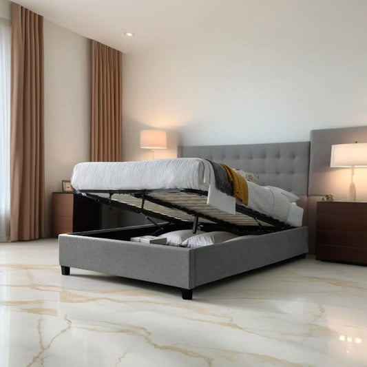 Brandon Grey Fabric Ottoman Bed-JE Retailonline