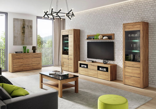 Camar Large Oak Effect 2 Door Display Cabinet K12 AMOS