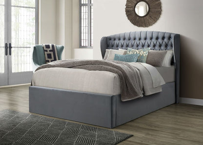 Warwick Grey Velvet Ottoman Bed-JE Retailonline