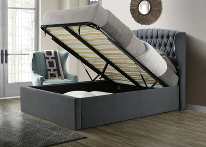 Warwick Grey Velvet Ottoman Bed-JE Retailonline