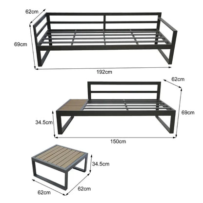 Positano 5 seat outdoor aluminium garden Sofa set with coffee table-JE Retailonline