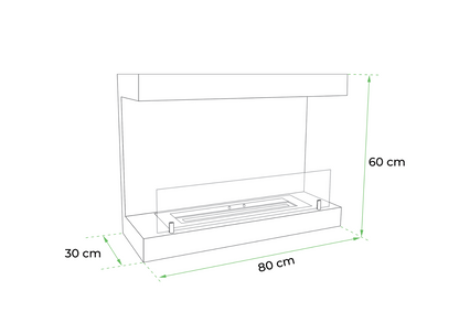 Wall Biofireplace 3-sided 80 cm Dakota in White-JE Retailonline